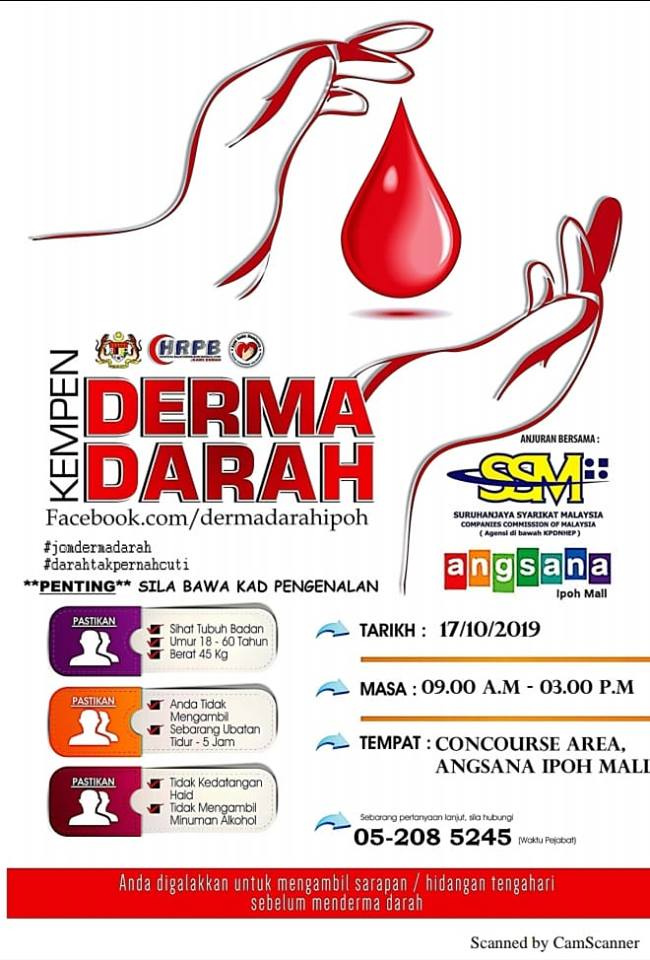 [Perak] Oct 17, Kempen Derma Darah @ Angsana Ipoh Mall