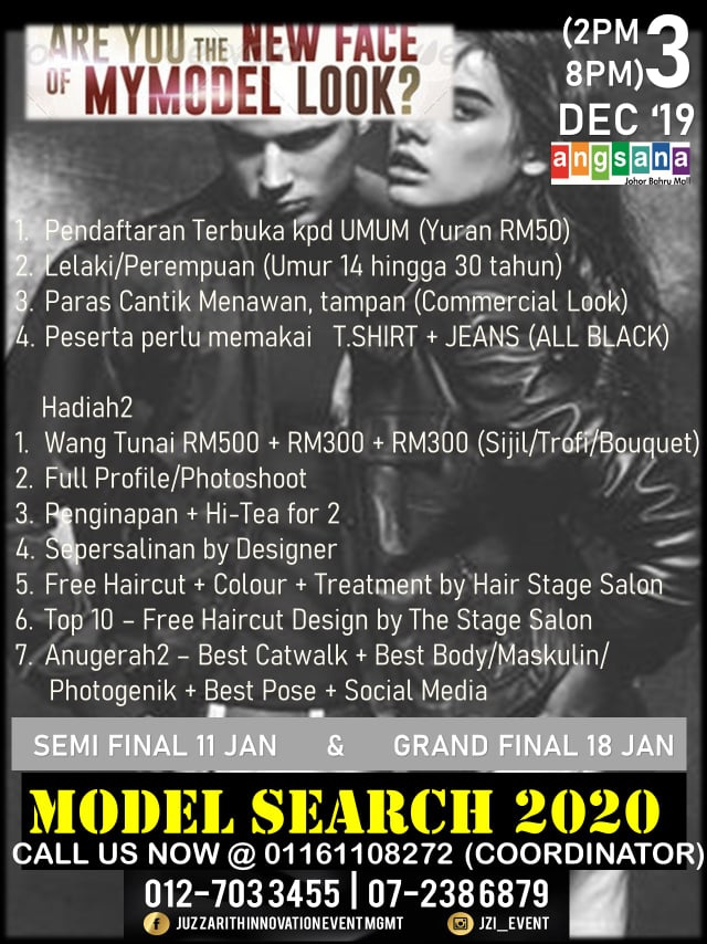 [Johor] Dec 3, Model Search 2020 @ Angsana Johor Bahru Mall
