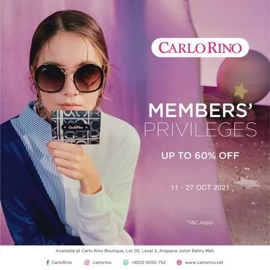 [Johor] Carlo Rino’s Members’ Privileges @ Angsana Johor Bahru Mall