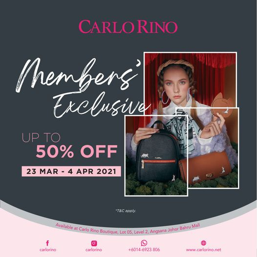 [Johor] Mar 23 – Apr 4, Carlo Rino Member’s Exclusive Sale @ Angsana Johor Bahru Mall