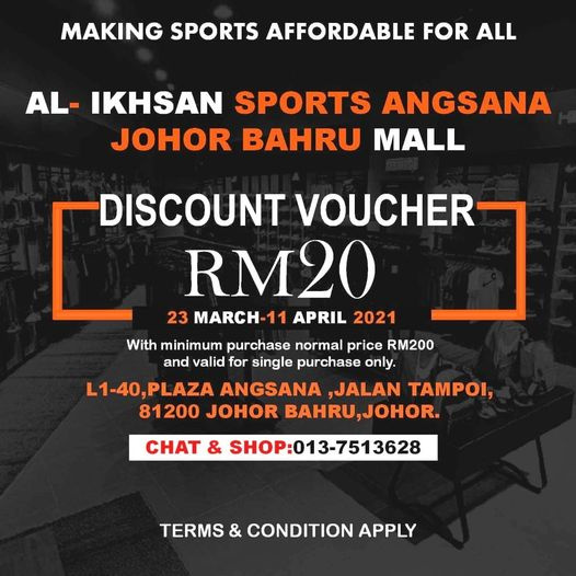 [Johor] Mar 23 – Apr 11, Al-Ikhsan Discount Voucher @ Angsana Johor Bahru Mall