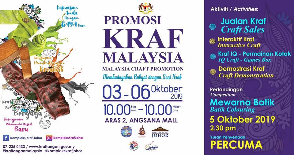 [Johor] Oct 3 – 6, Promosi Kraf Malaysia @ Angsana Johor Bahru Mall